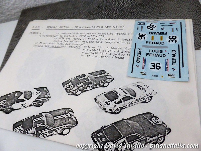 DECALS KIT 1/43 set di 13 decals FERRARI 365 GTB4 DAYTONA LE MANS