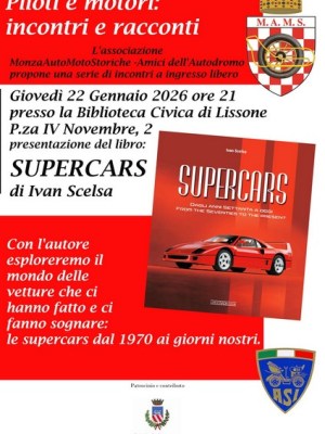 Il 22 gennaio presentazione a Lissone del libro&nbsp;Supercars