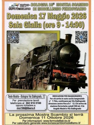 Il 17 maggio la 16ma edizione della Mostra scambio di modellismo ferroviario a&nbsp;Bologna