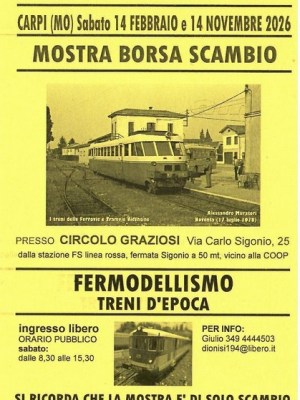 Il 14 novembre la prossima edizione della Mostra Borsa scambio fermodellistica di&nbsp;Carpi