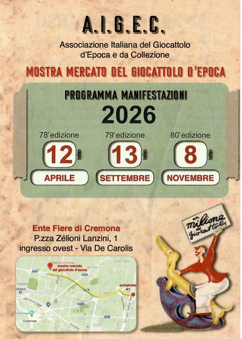 Le date della Mostra mercato del giocattolo d’epoca a&nbsp;Cremona