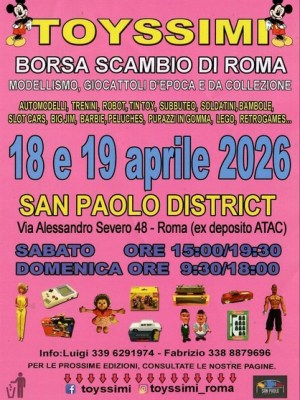 Toyssimi: Borsa scambio di Roma il 18 e 19&nbsp;aprile