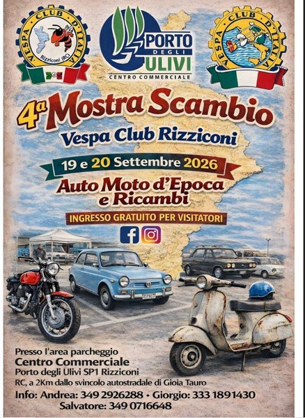 Mostra scambio auto moto d’epoca ricambi e accessori a Rizziconi&nbsp;(RC)